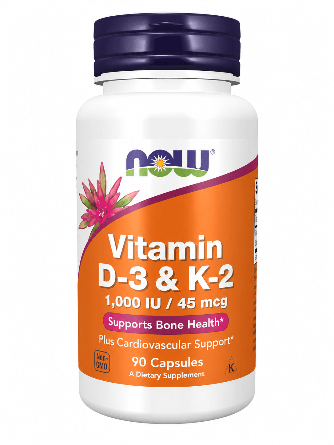 NOW Vitamin D-3 & K-2 1000 IU / 45 mcg – 90 Capsules
